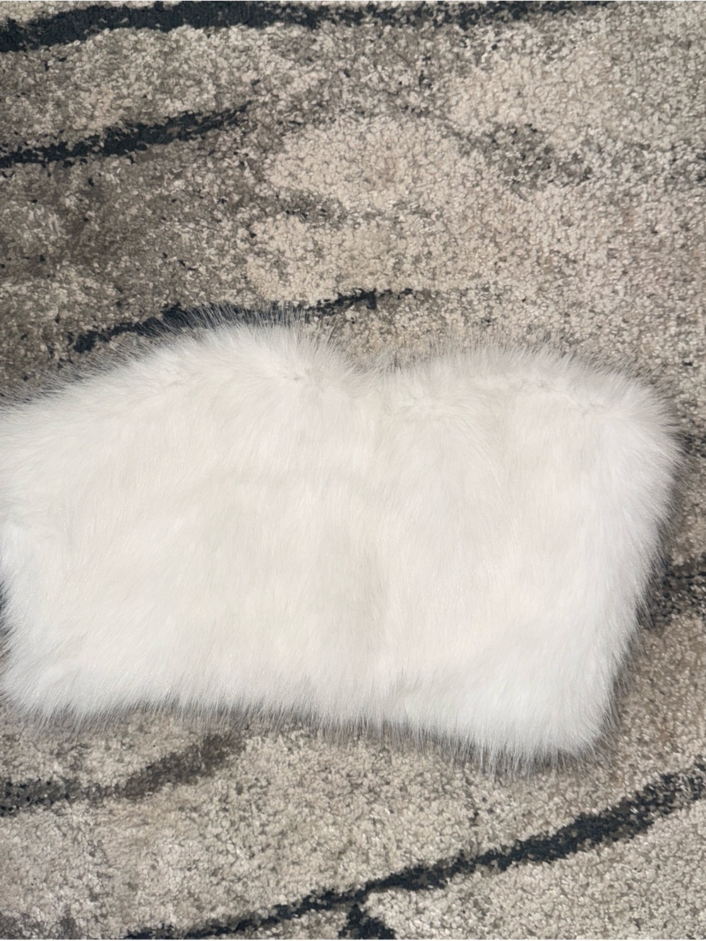 White Faux Fur Bandeau Top